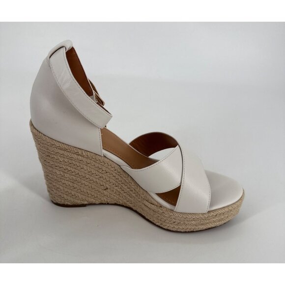 Lisa Vicky Espadrille Wedge Sandals Gemi White Sheep Nappa Leather Size 9 - Picture 4 of 10